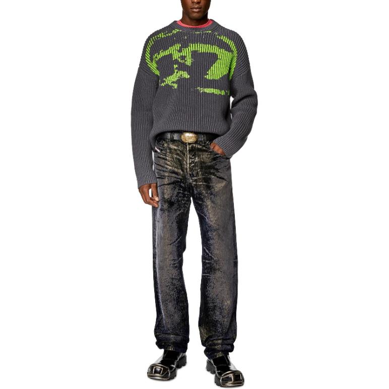 Shop DIESEL Men’s Color-Block Pullover Crewneck Sweater Gray Long Sleeve. A131710KIAS-9BX