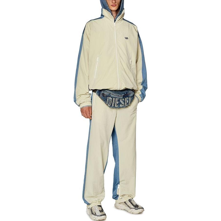 Lookbook DIESEL Seluar Jogger Tampal Lelaki dengan Tali Serut dalam Warna Putih Off. A104360WFAM