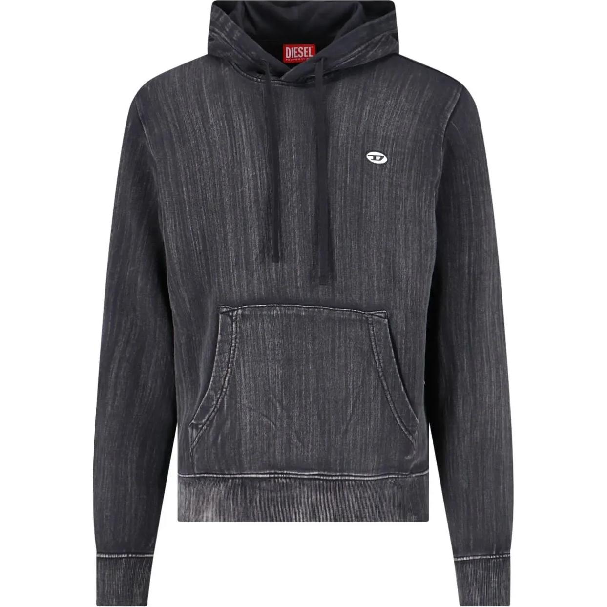 Diesel Mixed Ribbed Hoodie Black Long Sleeve Sweatshirt A148220QKAU-9XX