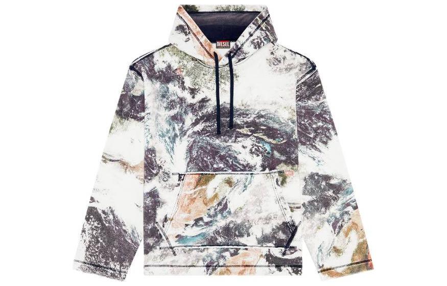 Diesel Multi-Color Pullover Hoodie with Drawstring and Long Sleeves B0BHS4R3Z2