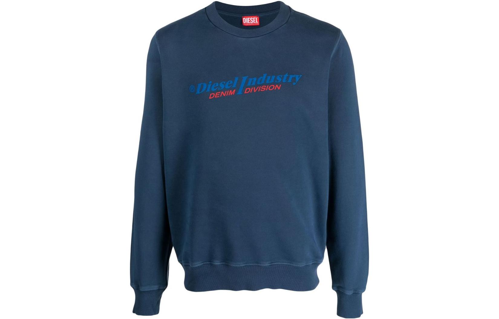 Diesel Navy Blue Crewneck Long Sleeve Sweatshirt with Letter Print A037430HERE-8MS