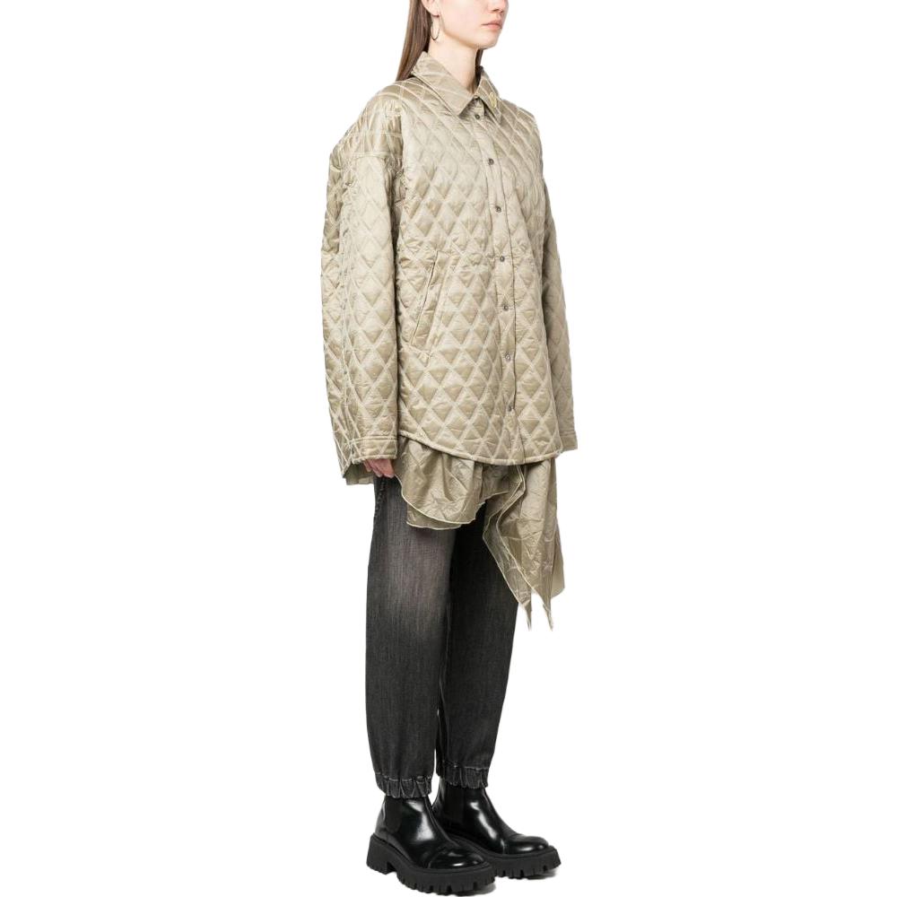 Shop Diesel Olive Green Embroidered Logo Button-Up Long Sleeve Jacket A085860AIAQ-9AB