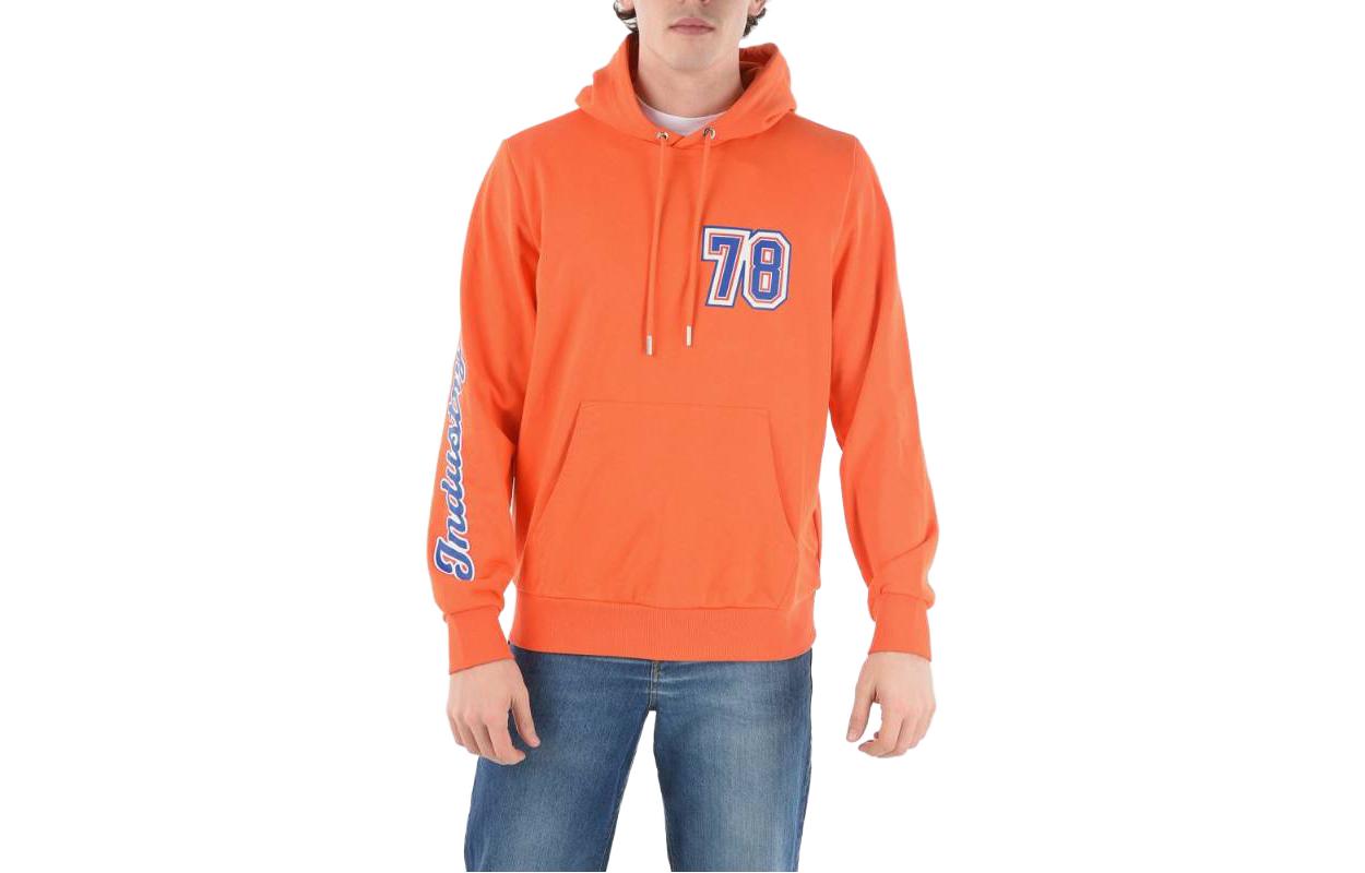 Diesel Orange Drawstring Hoodie with Alphanumeric Logo Patch A033690HAYT-34H