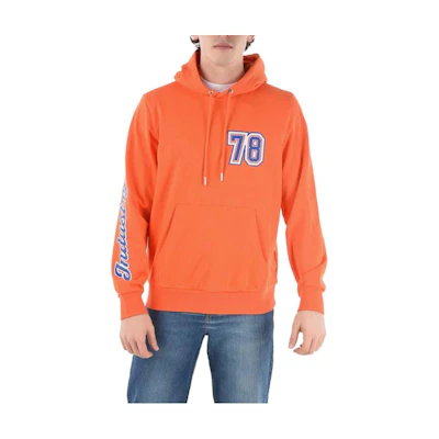 Diesel Orange Drawstring Hoodie with Alphanumeric Logo Patch A033690HAYT-34H