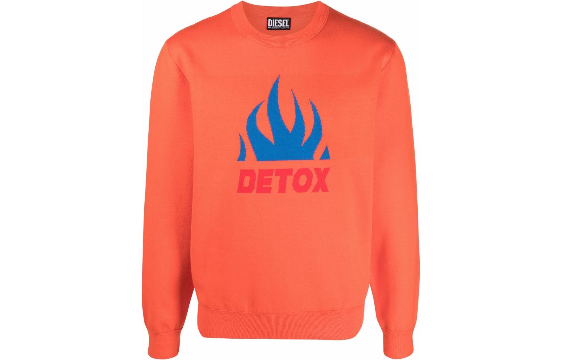 Diesel Orange Graphic Print Crewneck Pullover Sweatshirt A028590JCAV3AG