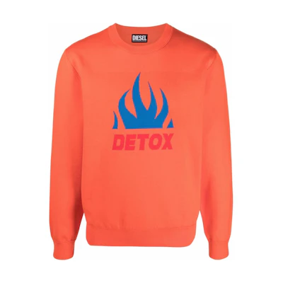 Diesel Orange Graphic Print Crewneck Pullover Sweatshirt A028590JCAV3AG