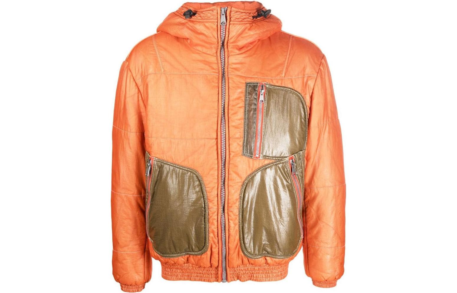 Diesel Orange Hooded Jacket with Contrast Pocket Design A062930PDAM37A