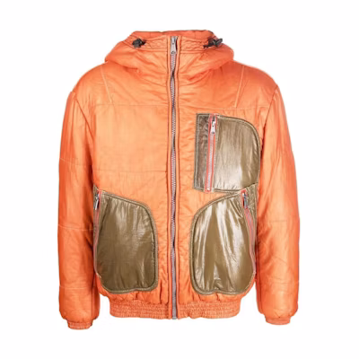 Diesel Orange Hooded Jacket with Contrast Pocket Design A062930PDAM37A