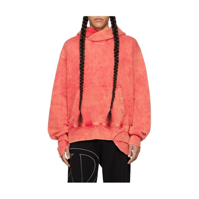 Diesel Orange Hoodie with Logo Print and Loose Fit Long Sleeves A075930BVFH-42A