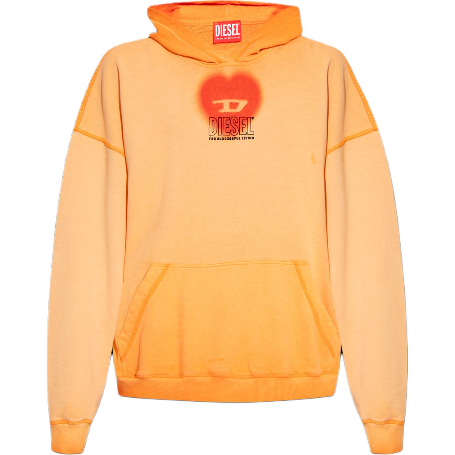 Diesel Orange Logo Print Hoodie Long Sleeve Sweater A128350IMAK-3BX