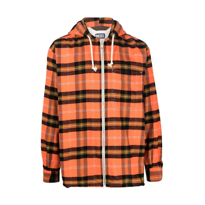 Diesel Orange Plaid Zip-Up Hooded Jacket A031480QCAU34H