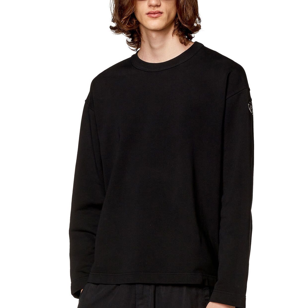 Lookbook Diesel OVAL-D 標誌長袖圓領黑色衛衣 A09857-0IAJH-9XX