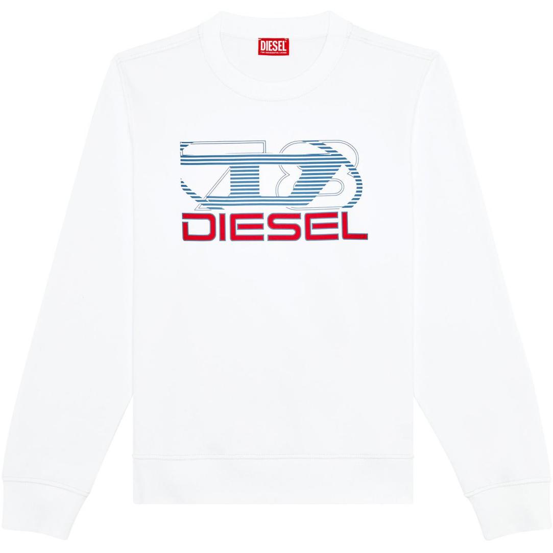 Diesel OVAL-D Logo Simple Crewneck Casual Long-Sleeve Sweatshirt White Men A125080HAYT-100