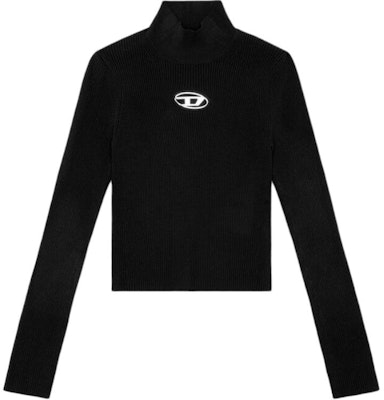 DIESEL OVAL-D Metal Logo Black High-Neck Knit Long Sleeve Sweater Women A141870DLAX-9XX Order DIESEL OVAL-D Metal Logo Black High-Neck Knit Long Sleeve Sweater Women A141870DLAX-9XX