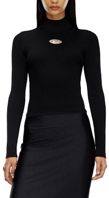 DIESEL OVAL-D Metal Logo Black High-Neck Knit Long Sleeve Sweater Women A141870DLAX-9XX Shop DIESEL OVAL-D Metal Logo Black High-Neck Knit Long Sleeve Sweater Women A141870DLAX-9XX