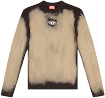 DIESEL OVAL-D Series Beige Ribbed Logo Crewneck Knit Sweater. A124550BNAD-900A DIESEL OVAL-D Series Beige Ribbed Logo Crewneck Knit Sweater. A124550BNAD-900A