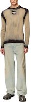 Lookbook DIESEL OVAL-D Series Beige Ribbed Logo Crewneck Knit Sweater. A124550BNAD-900A
