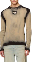 Shop DIESEL OVAL-D Series Beige Ribbed Logo Crewneck Knit Sweater. A124550BNAD-900A