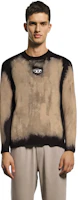 Sizing DIESEL OVAL-D Series Beige Ribbed Logo Crewneck Knit Sweater. A124550BNAD-900A
