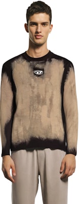 DIESEL OVAL-D Series Beige Logo Crewneck Sweater Rajut Ribbed. A124550BNAD-900A Sizing DIESEL OVAL-D Series Beige Logo Crewneck Sweater Rajut Ribbed. A124550BNAD-900A
