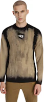 Cheap DIESEL OVAL-D Series Beige Ribbed Logo Crewneck Knit Sweater. A124550BNAD-900A