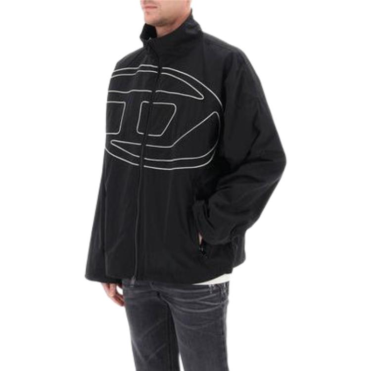 Purchase 디젤 오벌-D 프린트 집업 자켓 긴팔 블랙 A126010AKAD-9XX