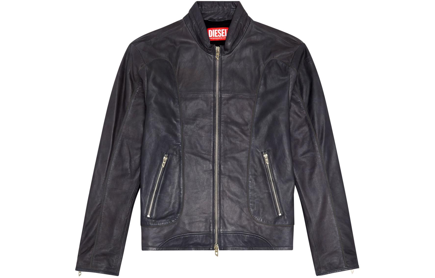 Diesel OVAL-D Series SS24 Black Zipper Pocket Stand Collar Jacket A129940IMAZ