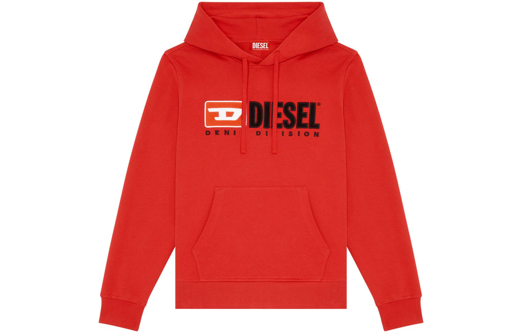 Diesel Oval-D Series SS24 Red Hoodie with Letter Pocket - A037570GEAD-44Q