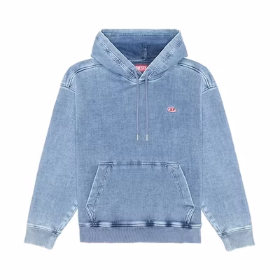 DIESEL OVAL-D Series Washed Vintage Hoodie Men’s Light Blue. A0393909D01-01