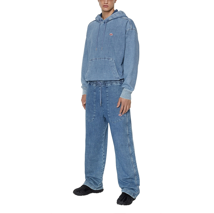 DIESEL OVAL-D Series Washed Vintage Hoodie Men’s Light Blue. A0393909D01-01 圖 3