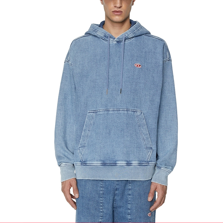 DIESEL OVAL-D Series Washed Vintage Hoodie Men’s Light Blue. A0393909D01-01 圖 4