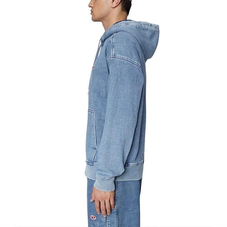 DIESEL OVAL-D Series Washed Vintage Hoodie Men’s Light Blue. A0393909D01-01 圖 6