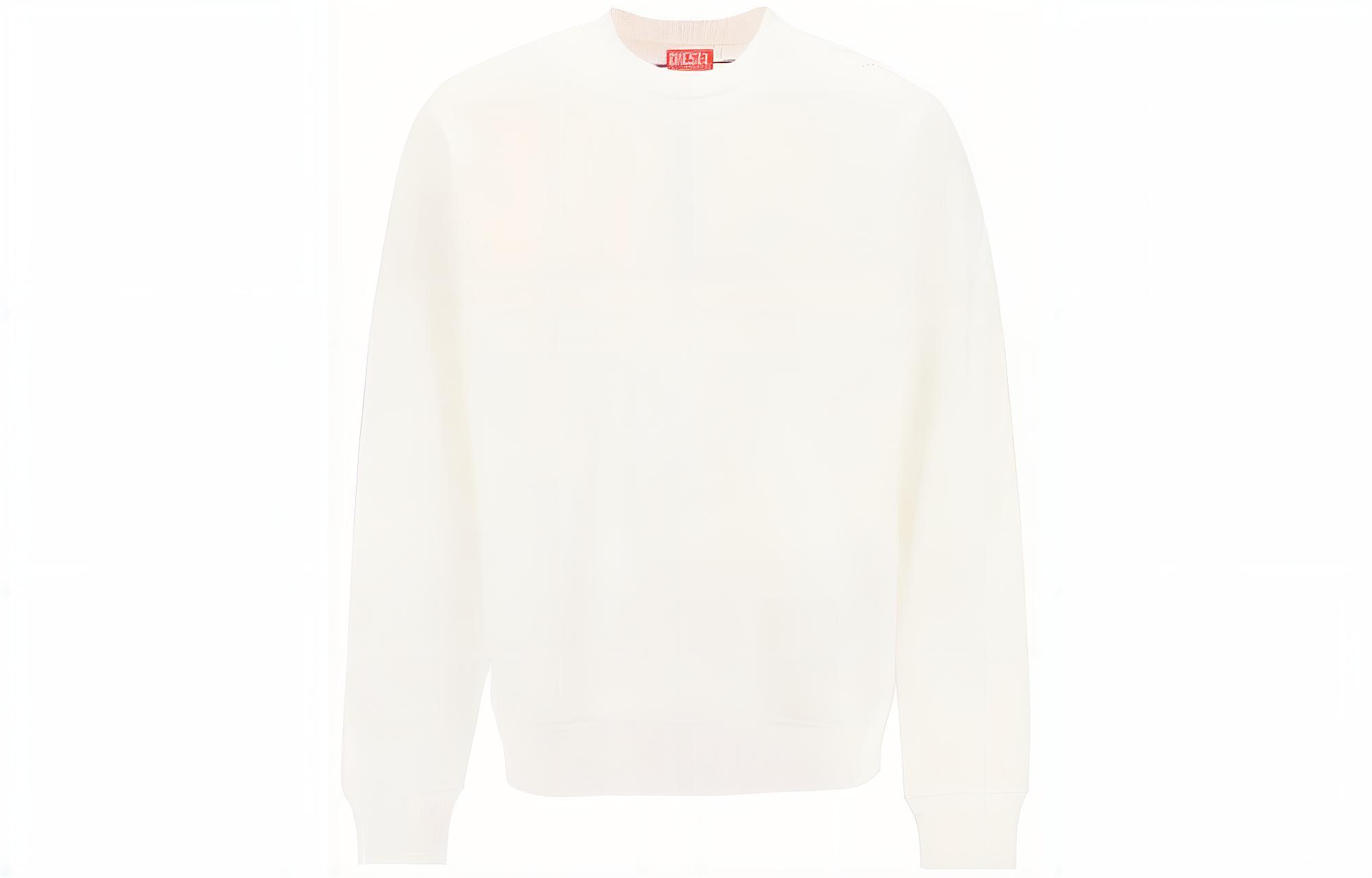 Diesel OVAL-D Series White Solid Crewneck Slim Fit Long Sleeve Sweatshirt A113030GYCJ141