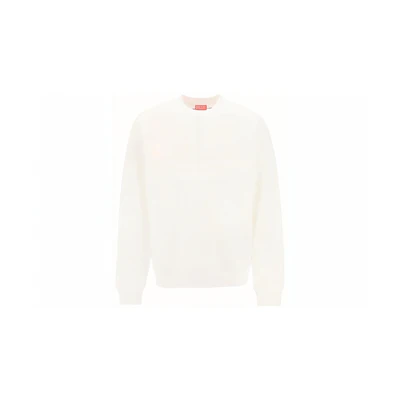 Diesel OVAL-D Series White Solid Crewneck Slim Fit Long Sleeve Sweatshirt A113030GYCJ141