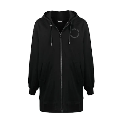 Diesel Oversized Long Zip-Up Hoodie Jacket in Black A021200IAEG9XX