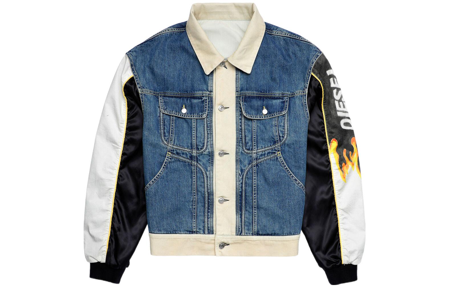 Diesel Patchwork Trucker Jacket Men’s Blue A052900EHAN