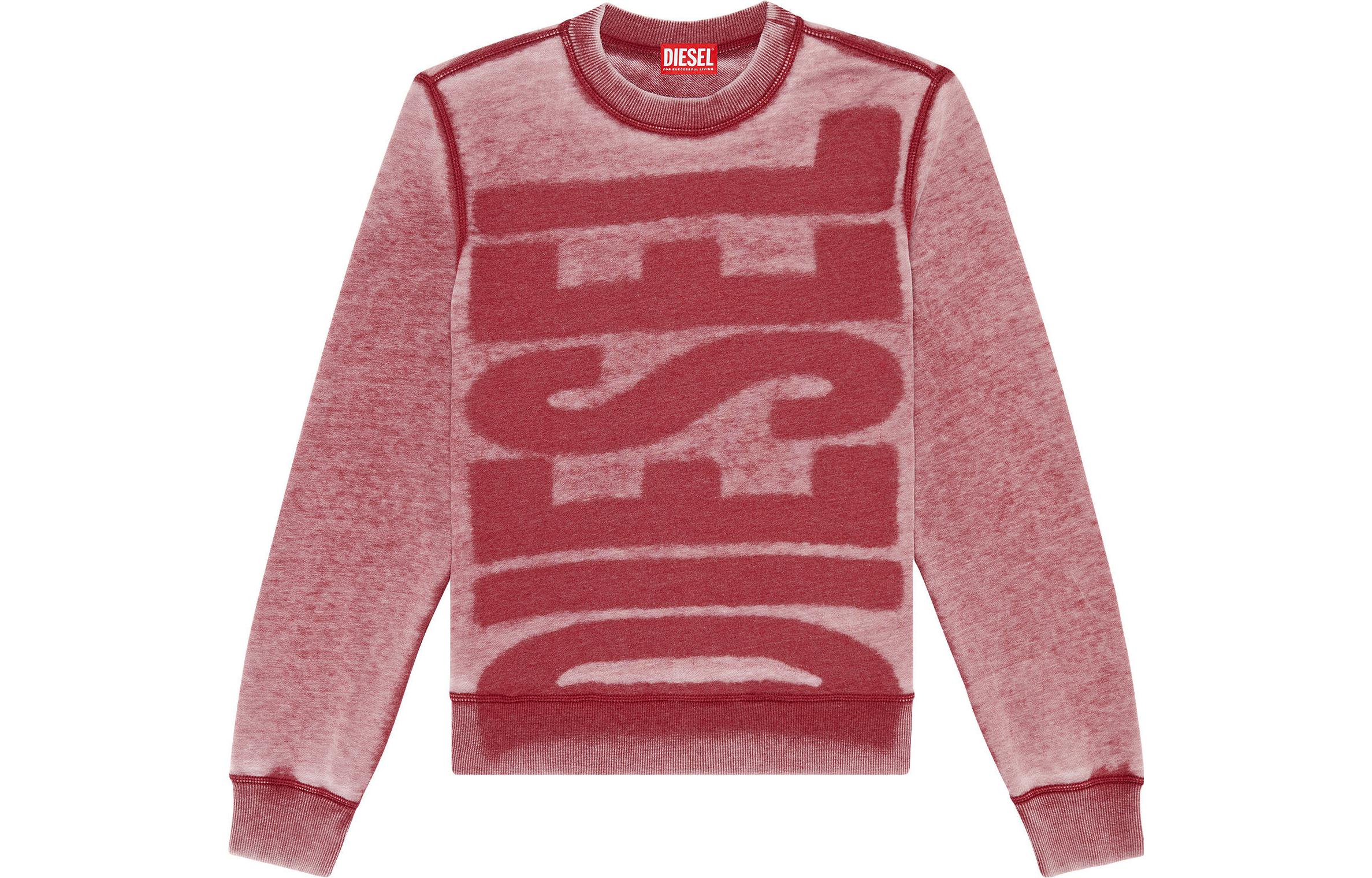 Diesel Pink Crewneck Long-Sleeve Sweatshirt with Letter Print A104350IJAT-40Y