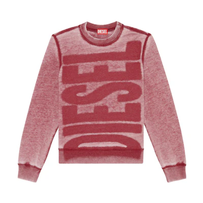 Diesel Pink Crewneck Long-Sleeve Sweatshirt with Letter Print A104350IJAT-40Y