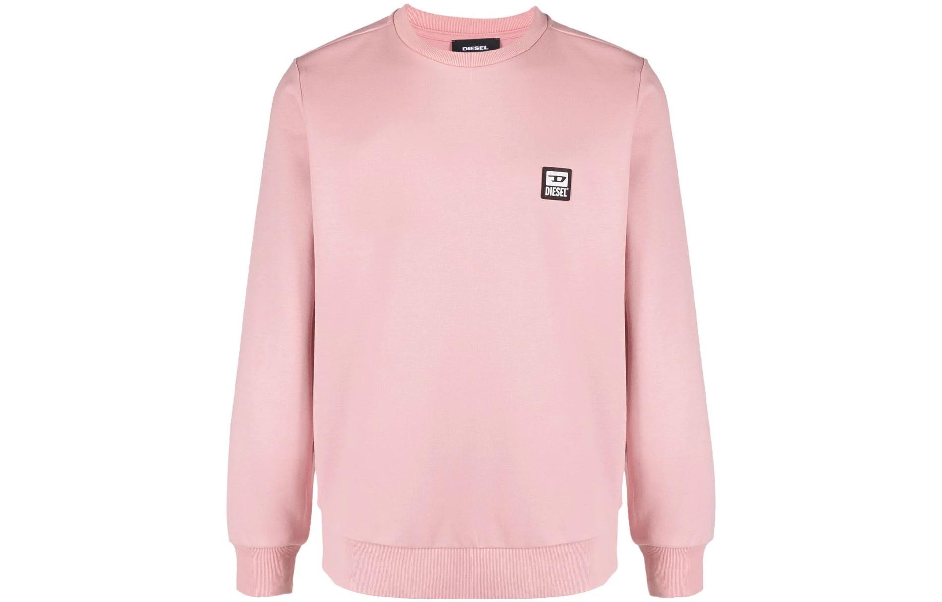 Diesel Pink Crewneck Pullover Sweatshirt with Logo Patch for Men A003290HAYT39Q
