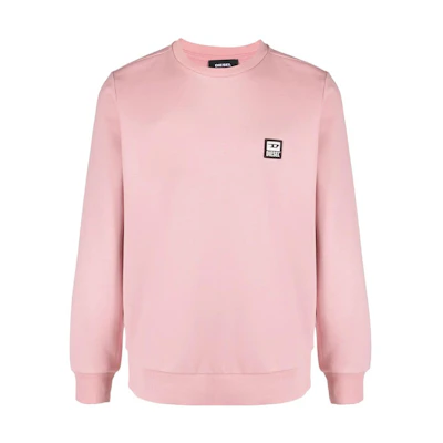 Diesel Pink Crewneck Pullover Sweatshirt with Logo Patch for Men A003290HAYT39Q