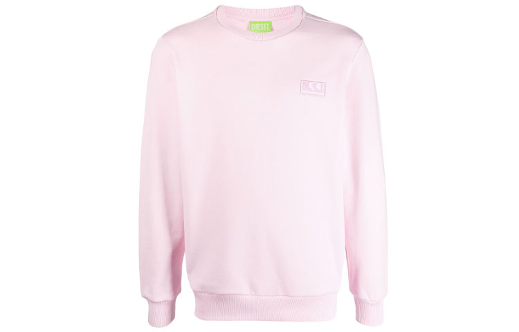 Diesel Pink Crewneck Sweatshirt with Solid Logo Patch for Men A023100GRAH39U