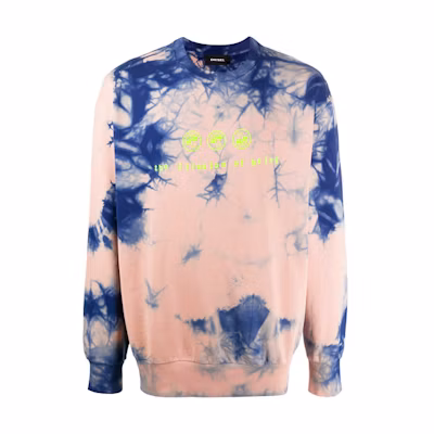 Diesel Pink Tie-Dye Effect Crewneck Sweatshirt Long Sleeve A002840PAZQ3BBA
