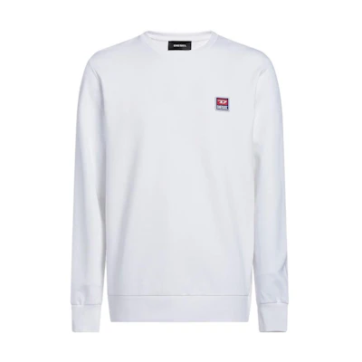 Diesel Plain Round Neck Pullover Sweatshirt White 00S5560IAJH-100