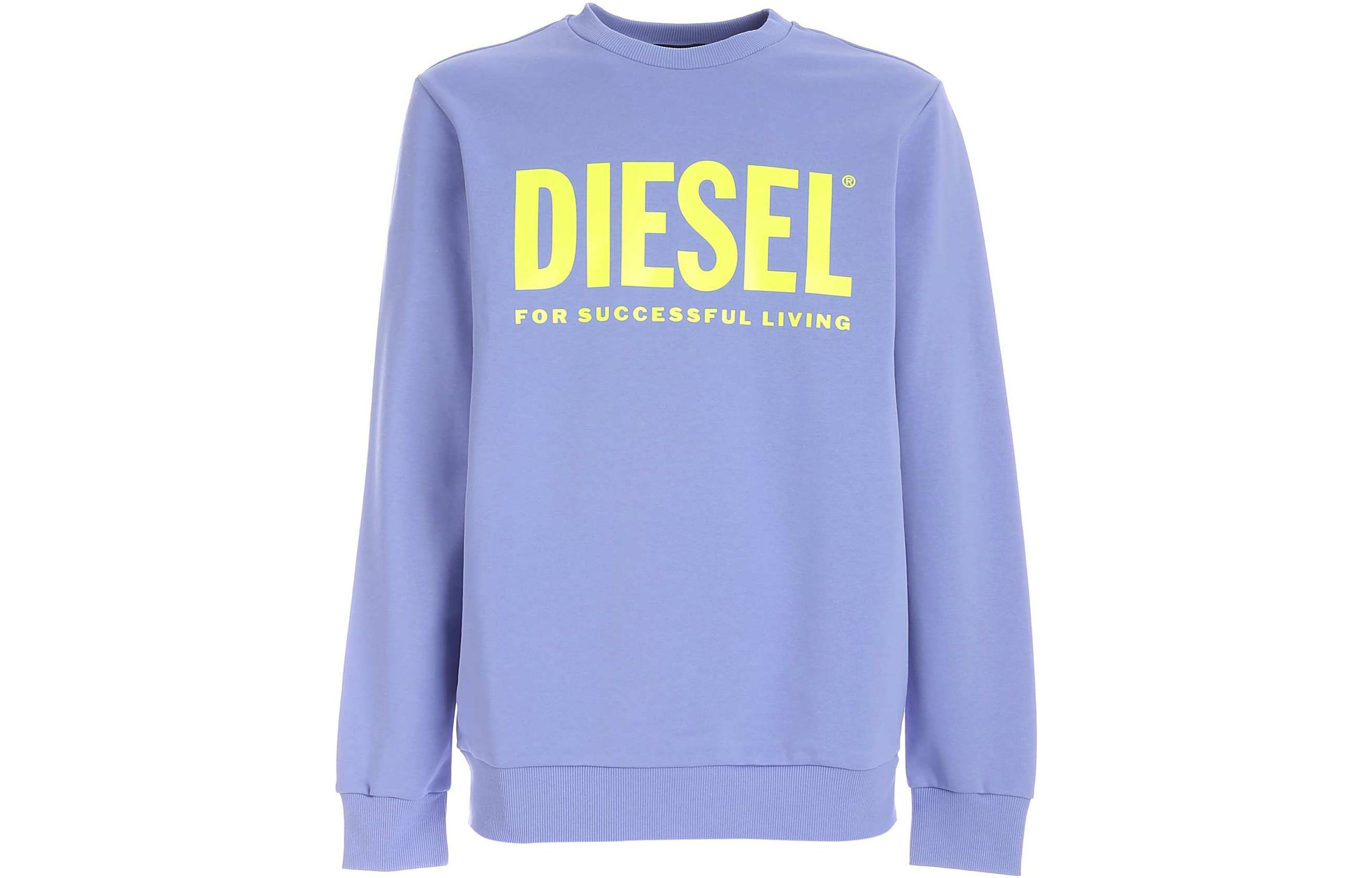 Diesel Purple Crewneck Sweatshirt with Logo Print 00SWFH0BAWT64F