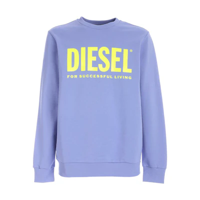 Diesel Purple Crewneck Sweatshirt with Logo Print 00SWFH0BAWT64F