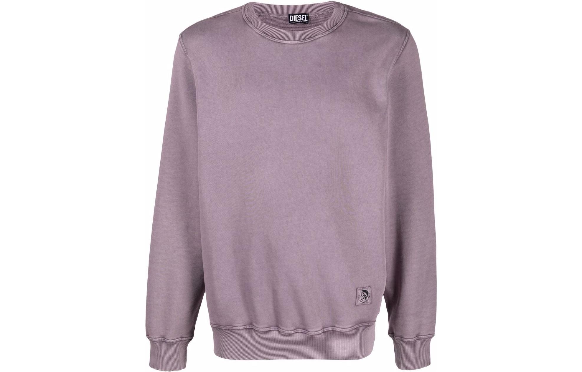 Diesel Purple Crewneck Sweatshirt with Solid Logo Patch Long Sleeve A027140WBBG60I