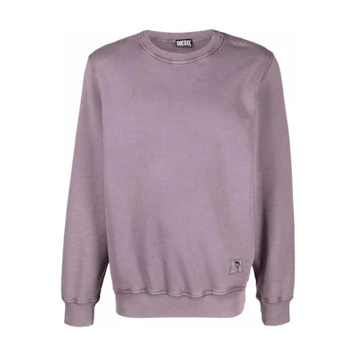 Diesel Purple Crewneck Sweatshirt with Solid Logo Patch Long Sleeve A027140WBBG60I