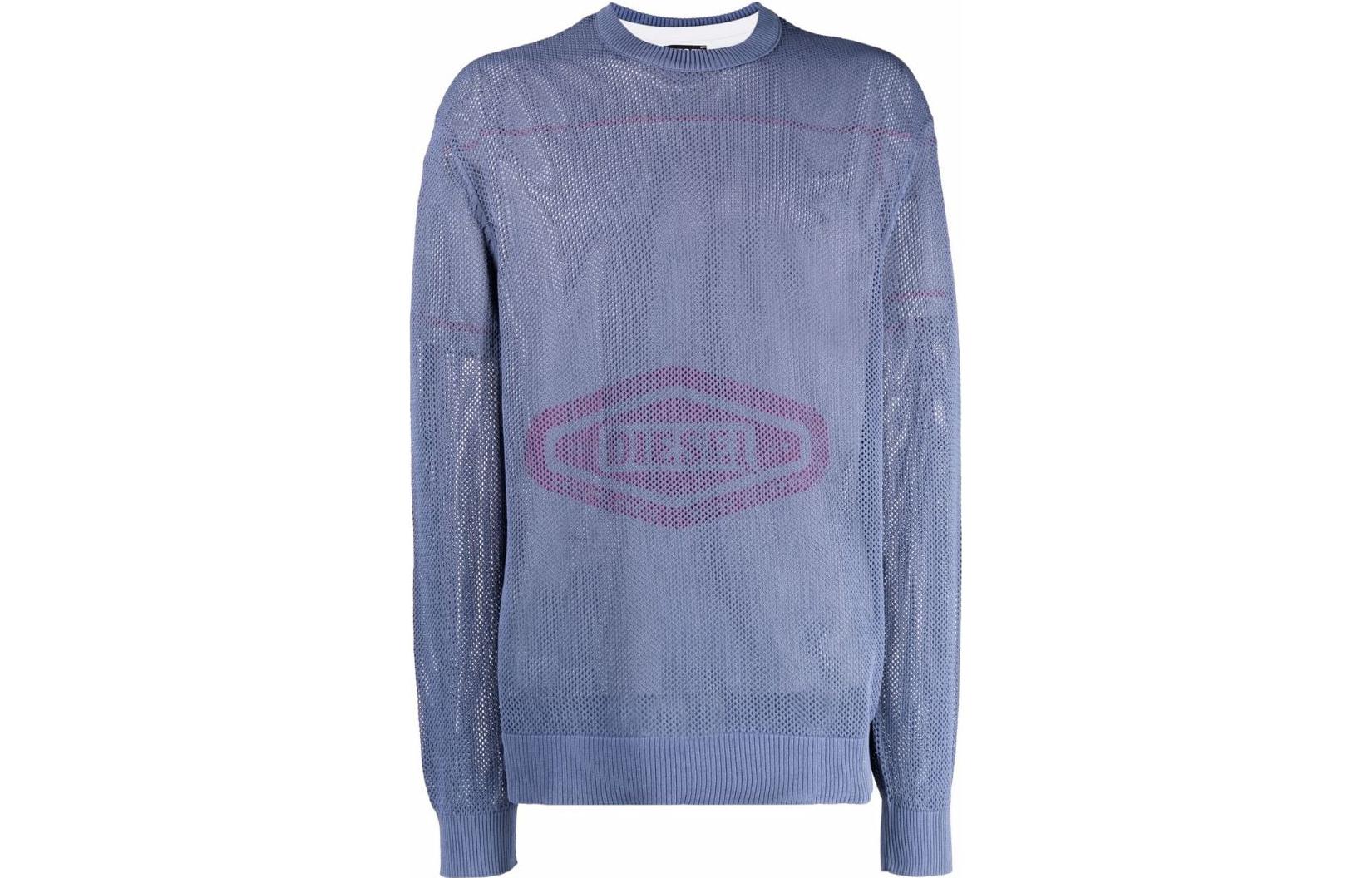 Diesel Purple Long-Sleeve Logo Mesh Sweatshirt A057990WCAN8IY