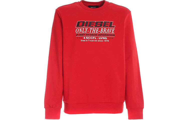 Diesel Red Crew Neck Sweatshirt with Letter Print A029690HAYT42A
