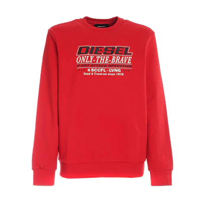 Diesel Red Crew Neck Sweatshirt with Letter Print A029690HAYT42A